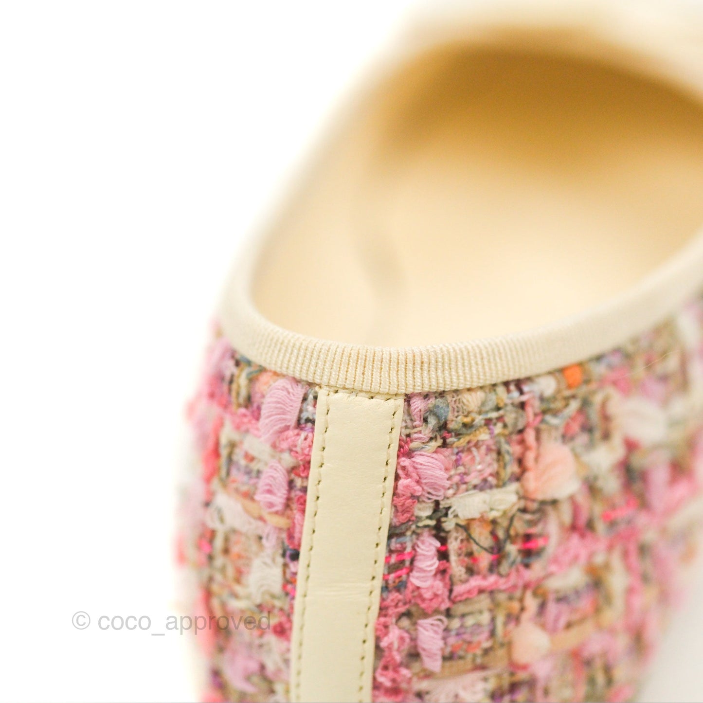 Chanel Ballerina Flats Pink/Ivory Tweed Size 38