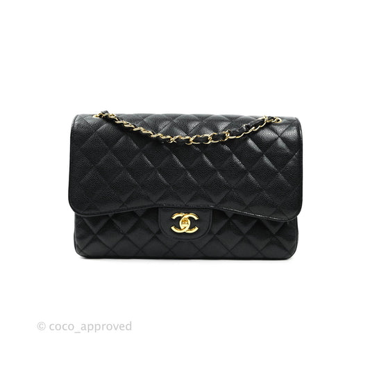 Chanel Jumbo Double Flap Black Caviar Gold Hardware⁣⁣
