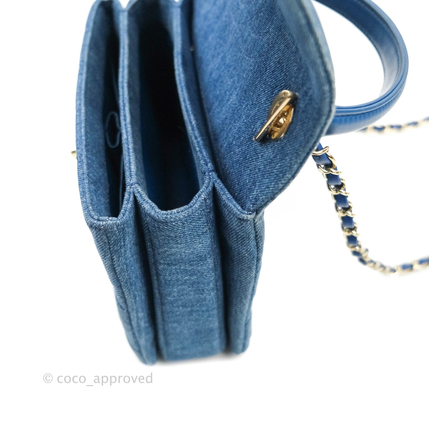 Chanel Trendy CC Small Navy Denim Gold Hardware
