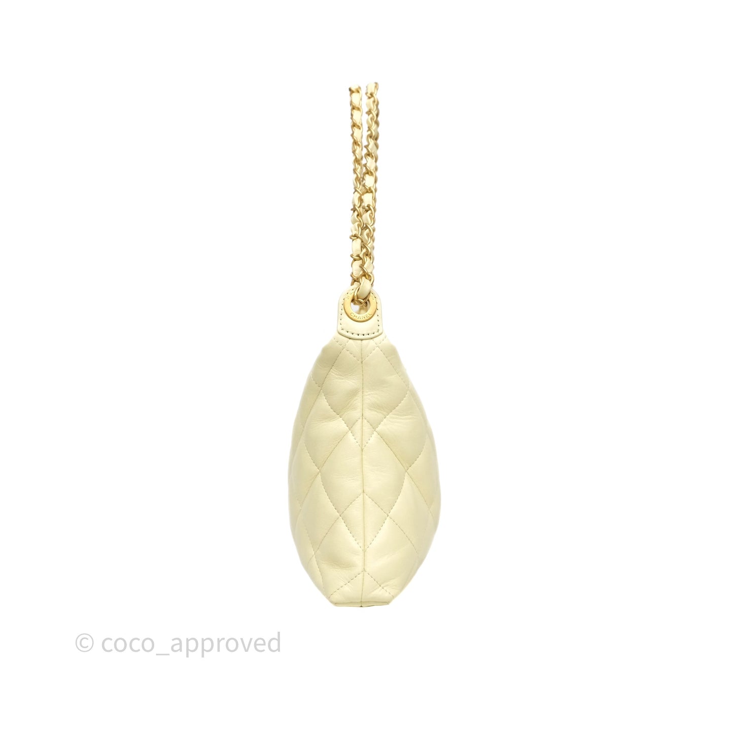Chanel Large Hobo with Chain Light Yellow Lambskin Aged Gold Hardware 25S