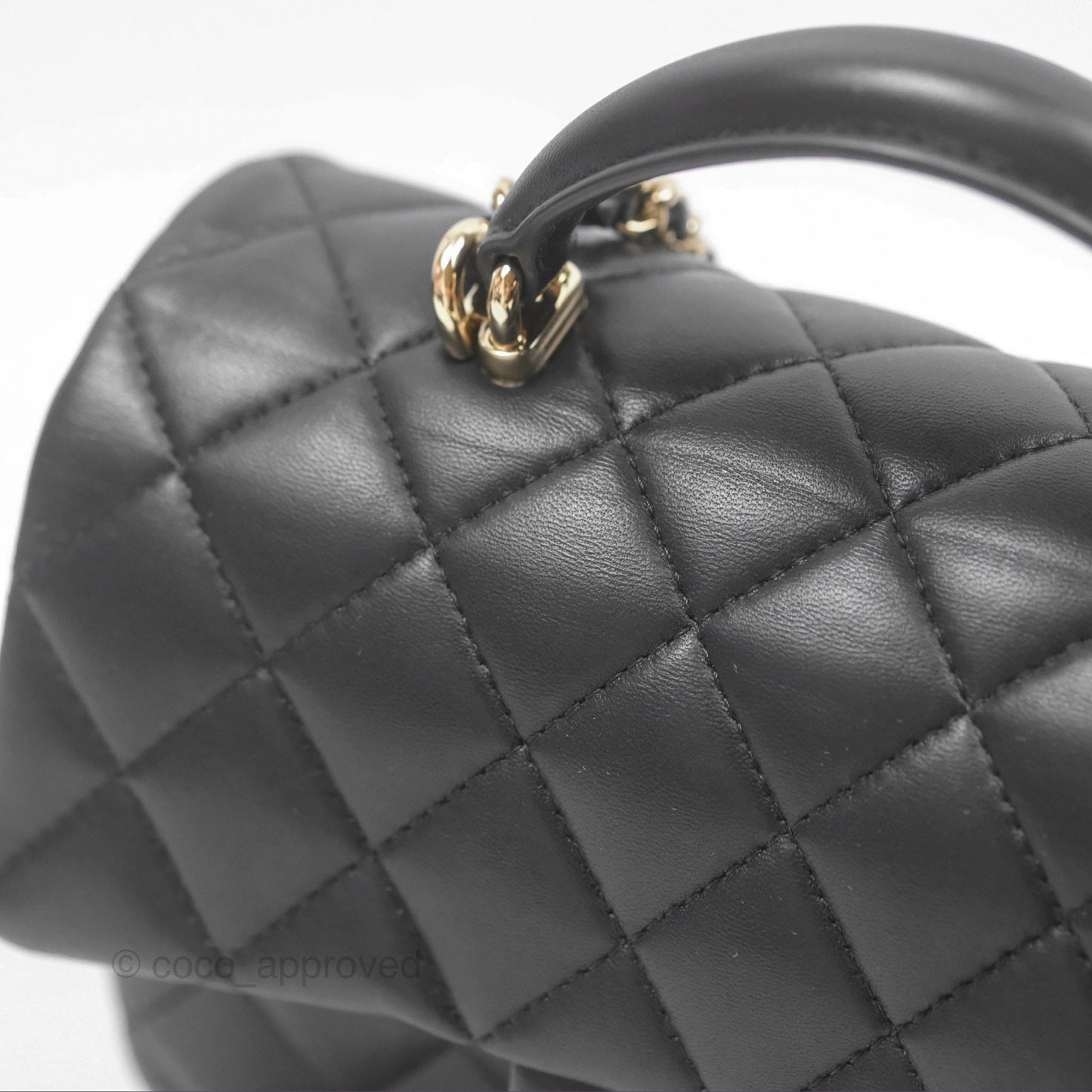 Chanel Top Handle Mini Rectangular Flap Bag Black Lambskin Gold Hardware