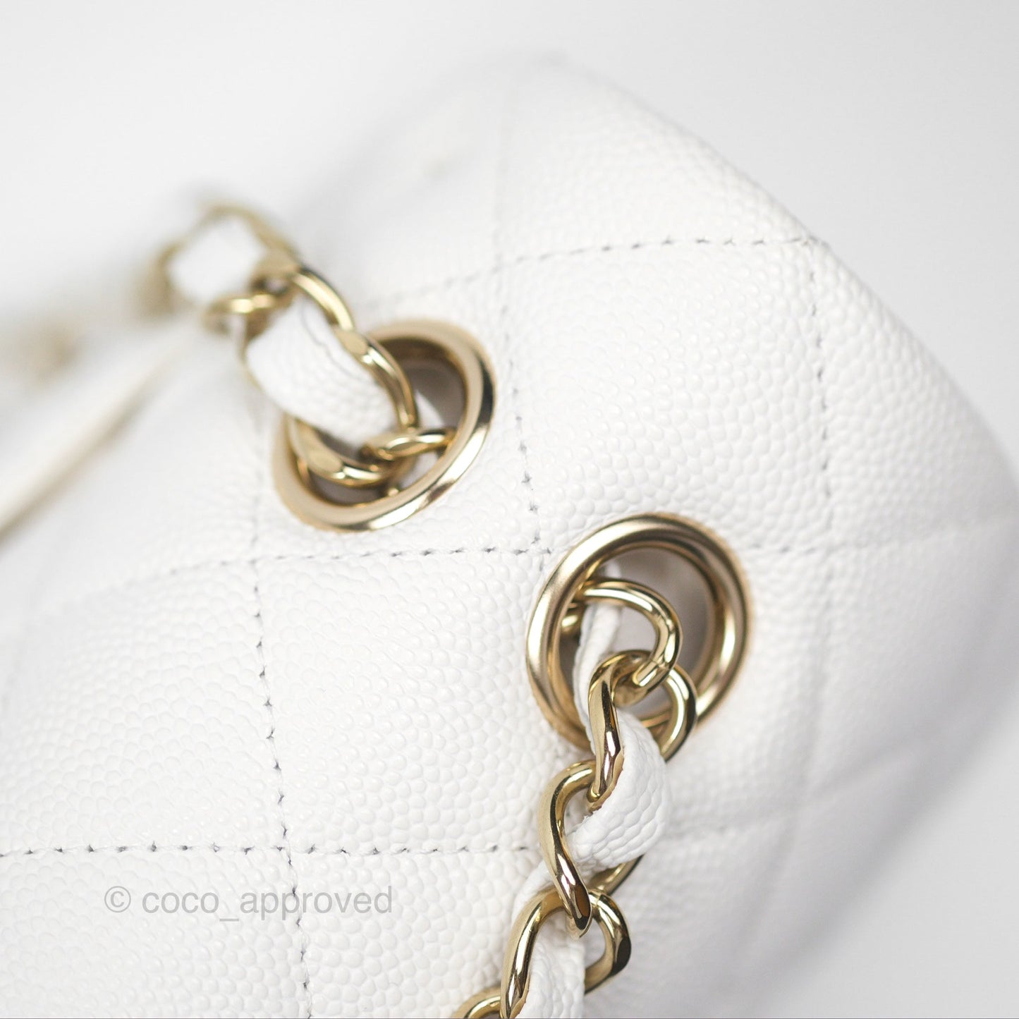 Chanel Small Classic Quilted Flap White Caviar Gold Hardware