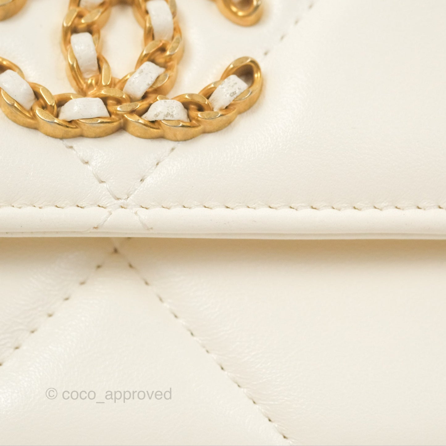 Chanel 19 Clutch With Chain Ivory White Lambskin Mixed Hardware
