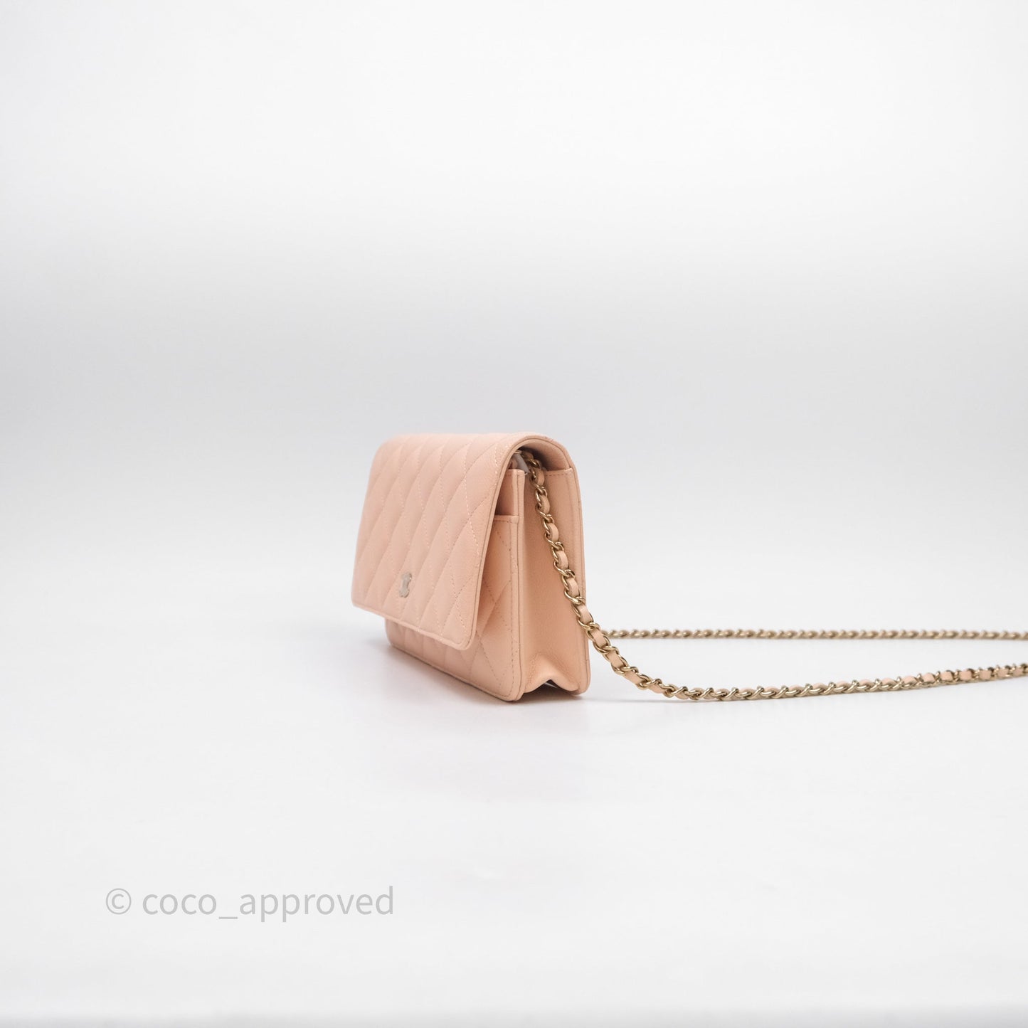Chanel Quilted Classic Wallet on Chain WOC Pink Caviar Gold Hardware