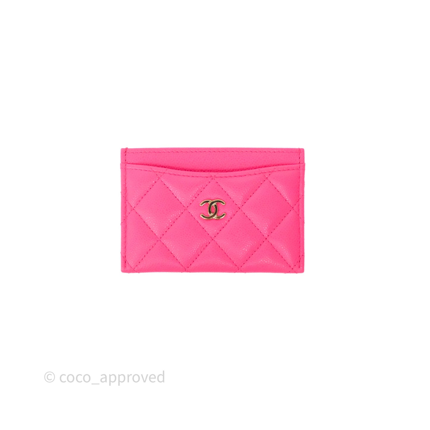 Chanel Classic Flat Card Holder Pink Caviar Gold Hardware