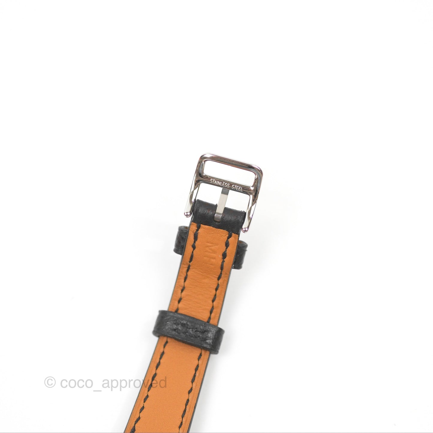 Hermès Small Heure H Double Tour Watch Black Epsom Palladium Hardware