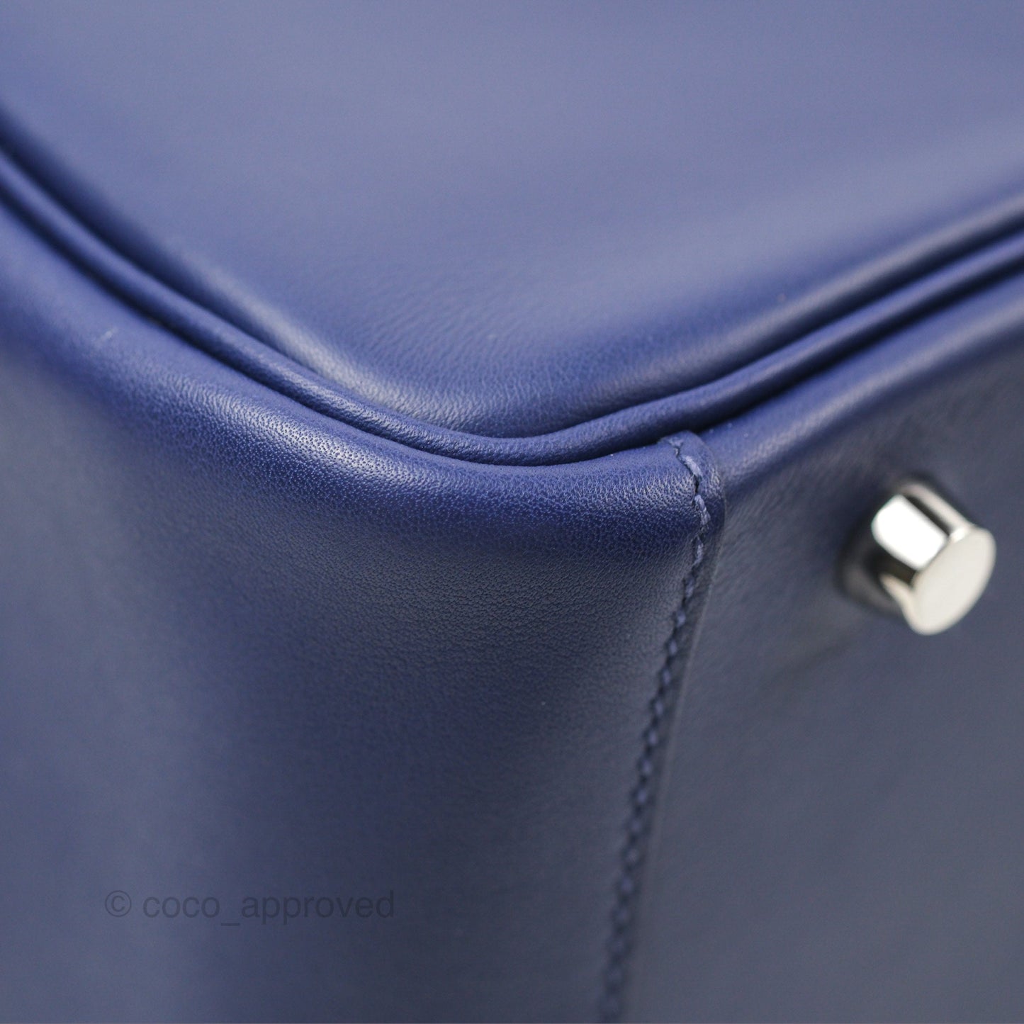 Hermès Lindy Tressage De Cuir 30 Bleu Encre/Brique/Black Swift Palladium Hardware