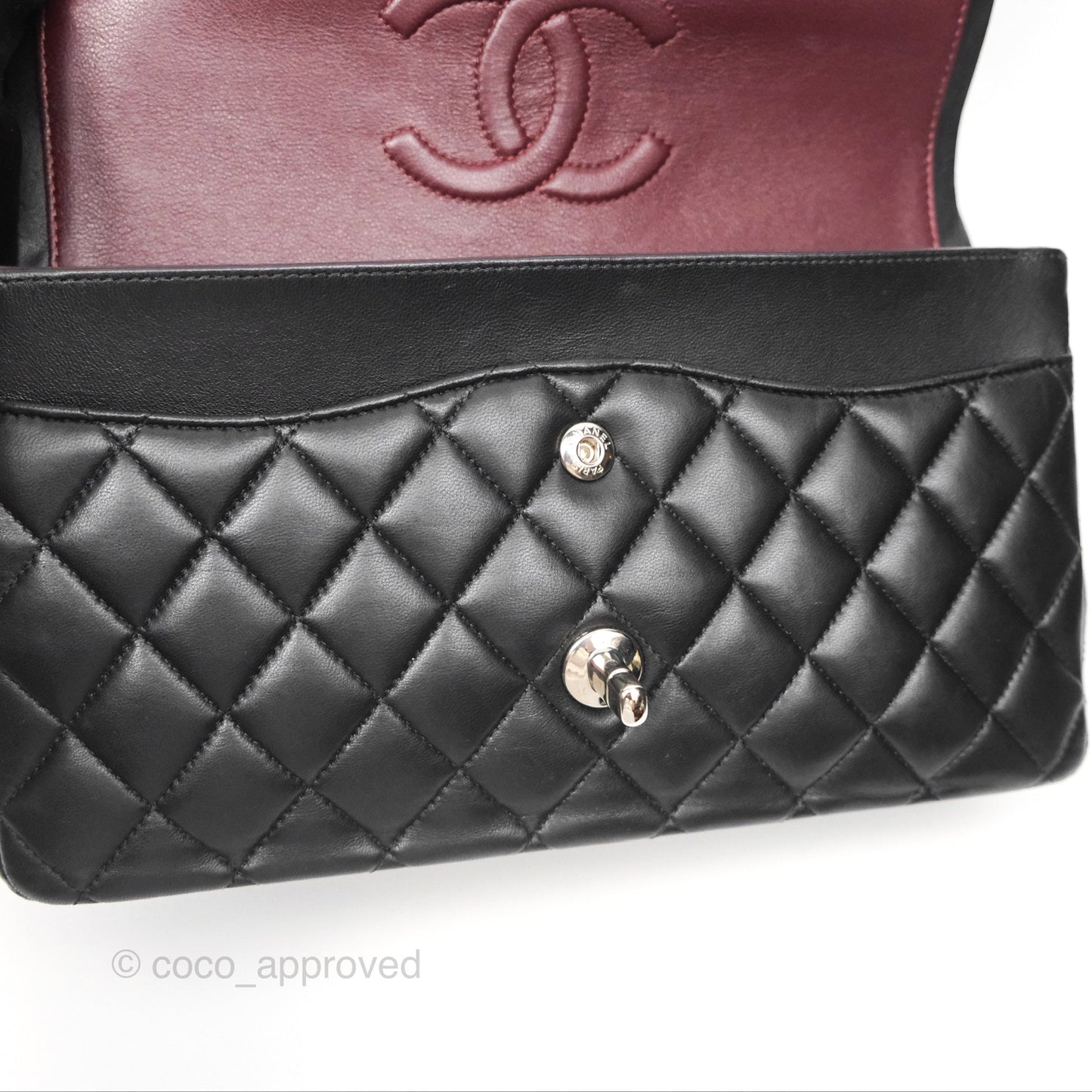 Chanel Classic M/L Medium Flap Quilted Black Lambskin Silver Hardware