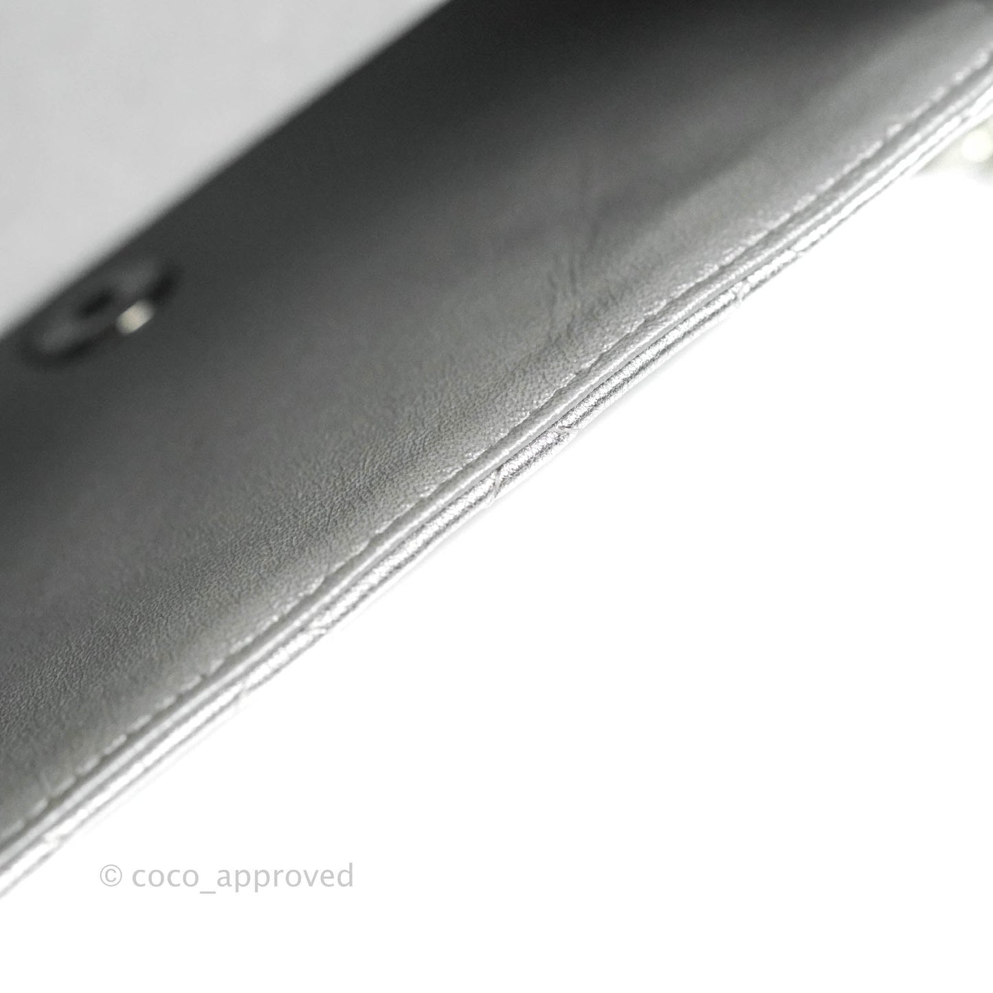 Chanel Classic Quilted Mini Square Flap Silver Lambskin Silver Hardware
