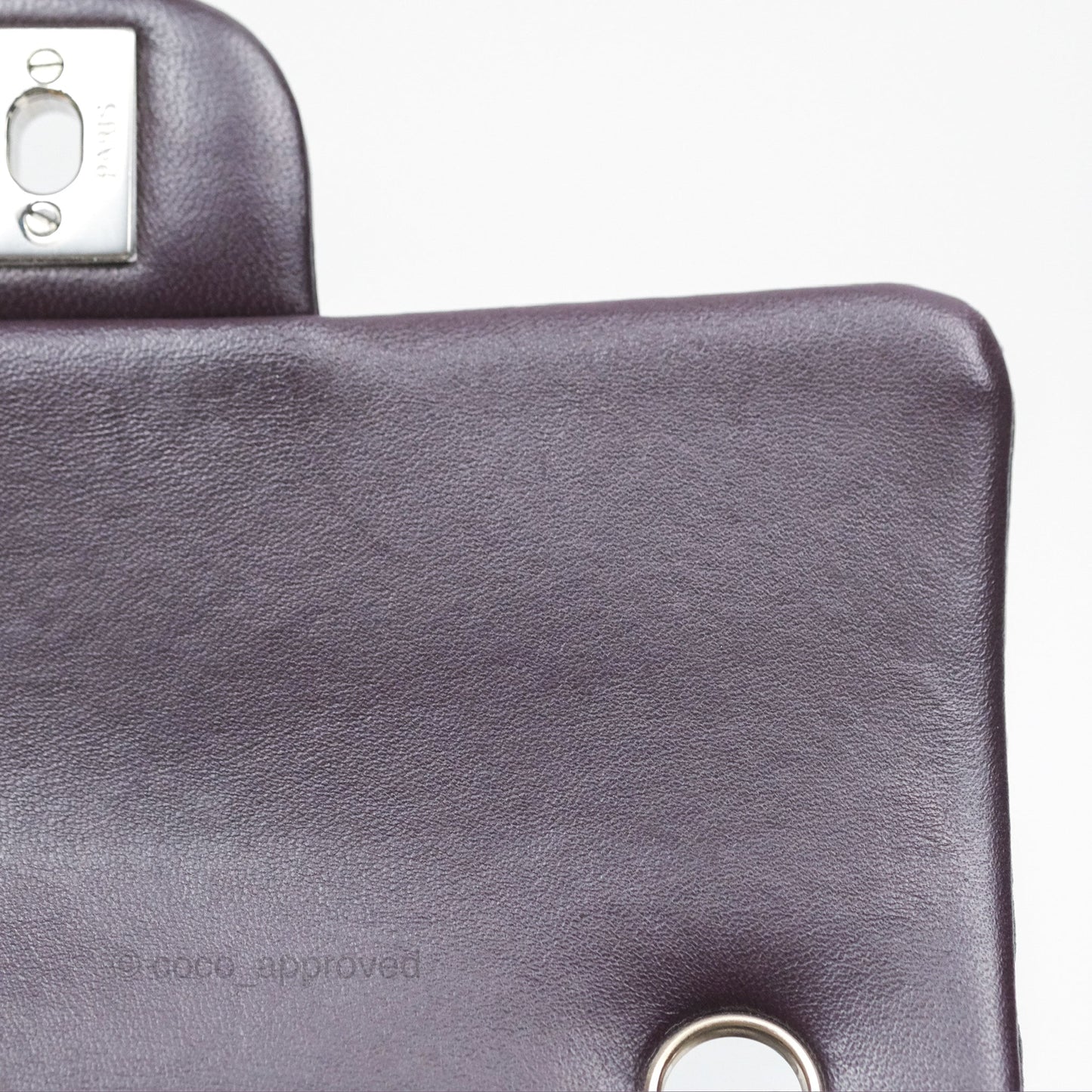 Chanel Mini Rectangular Quilted Dark Purple Lambskin Silver Hardware