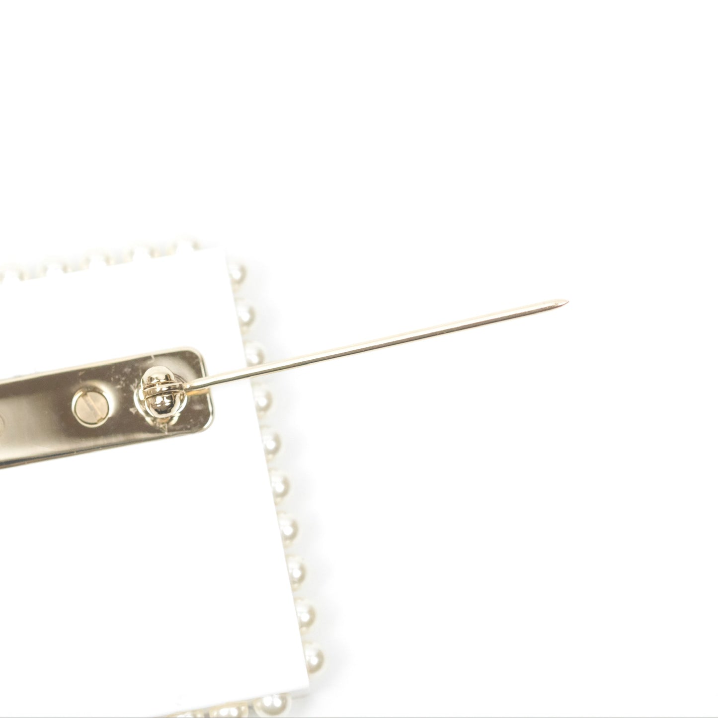 Chanel CC Postcard Pearl Brooch Gold Tone 19C