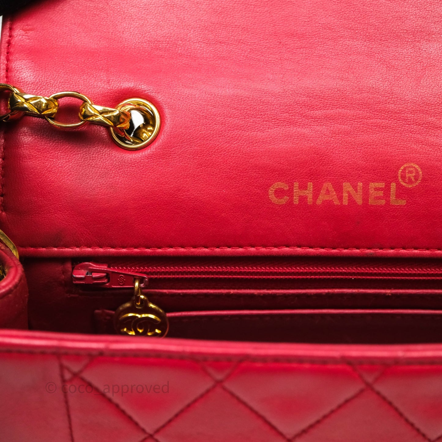 Chanel Vintage Mini Bijoux Chain Flap Bag Red Gold Hardware