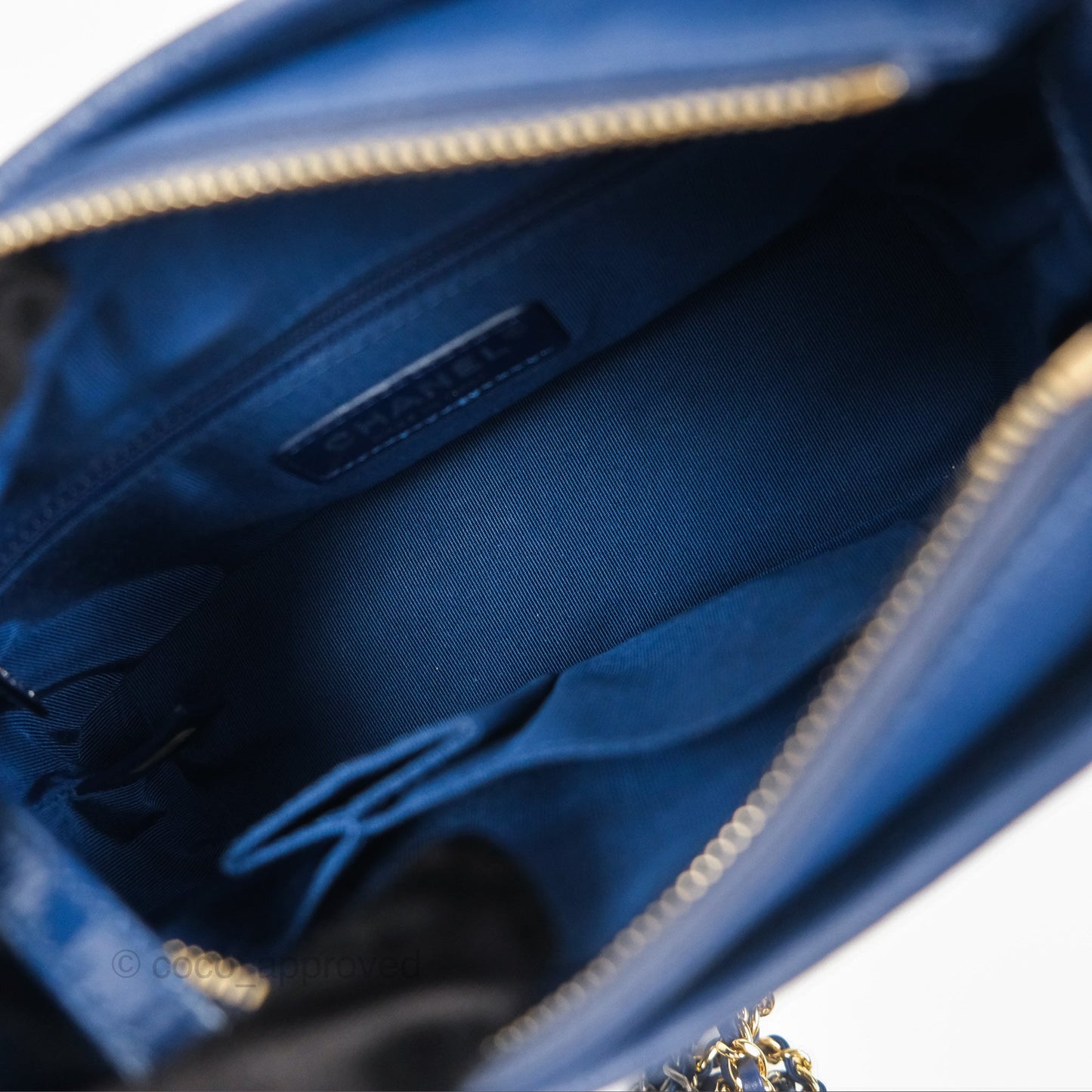 Chanel Small Gabrielle Hobo Blue Patent Goatskin Mixed Hardware