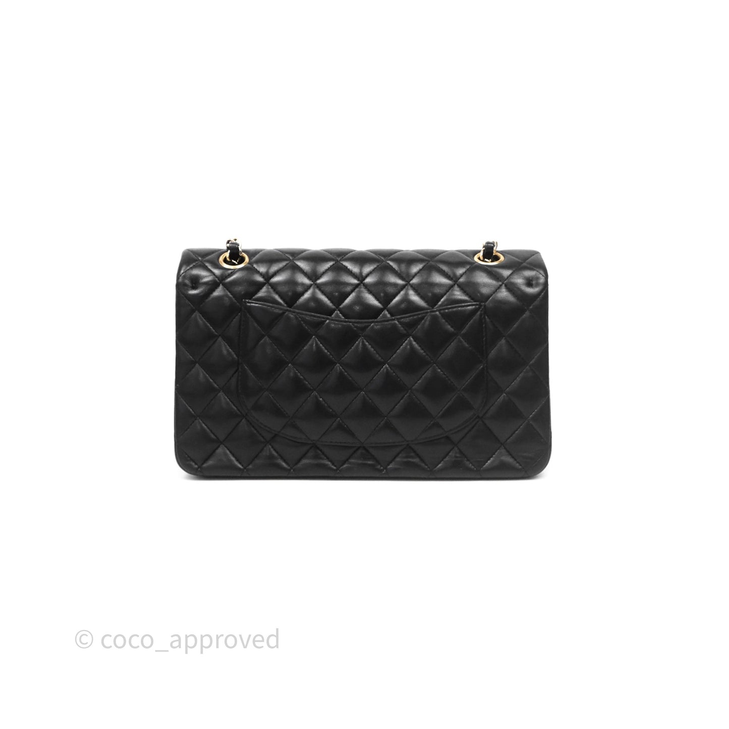 Chanel Vintage Classic M/L Medium Double Flap Black Lambskin 24K Gold Hardware