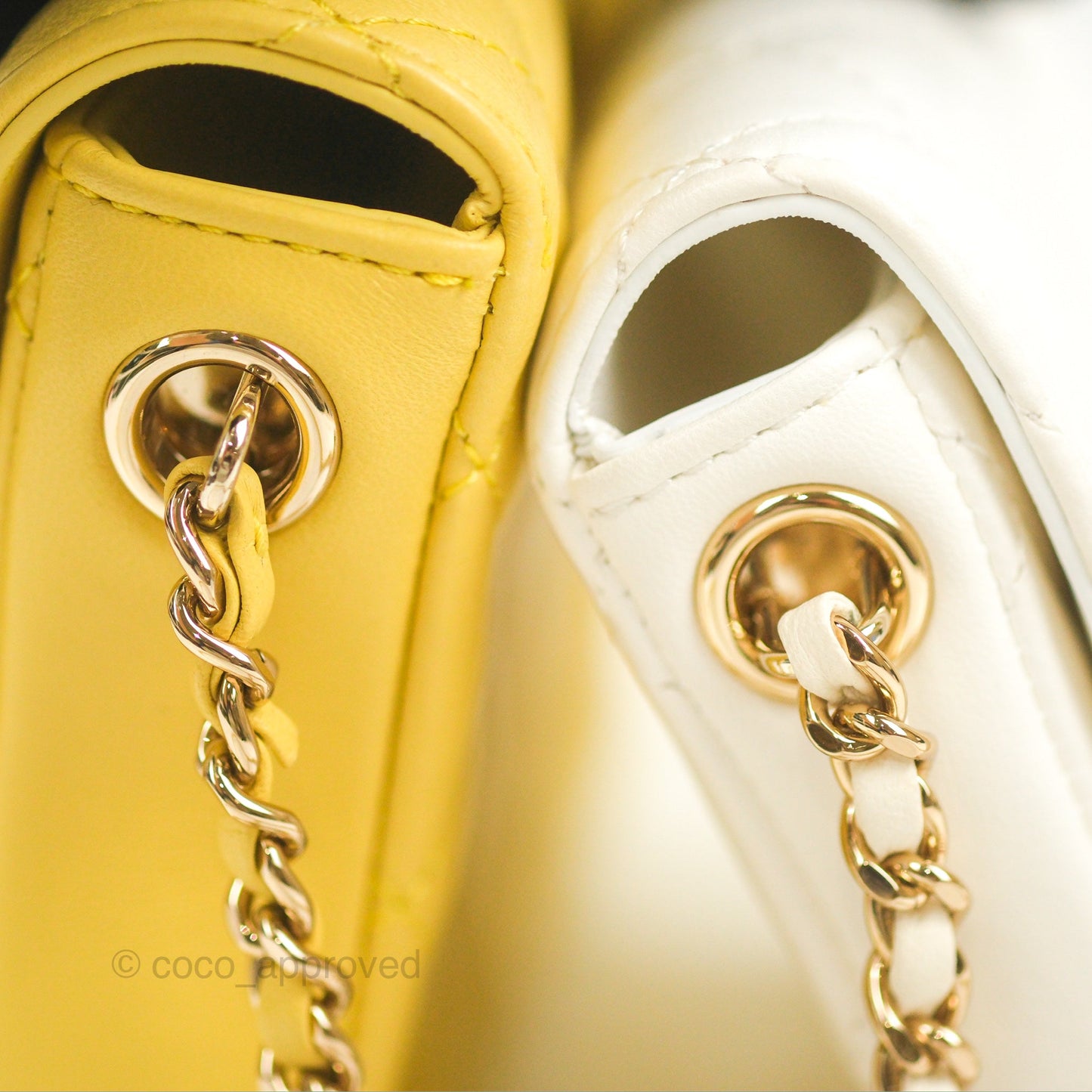 Chanel Side Packs Shoulder Bags Yellow White Lambskin Gold Hardware 19S