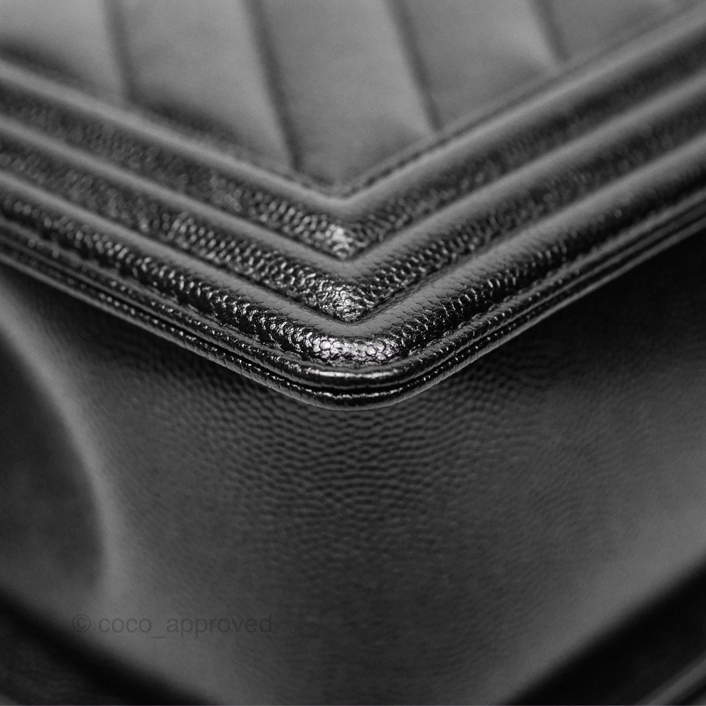Chanel Medium Boy Chevron Black Caviar Gold Hardware