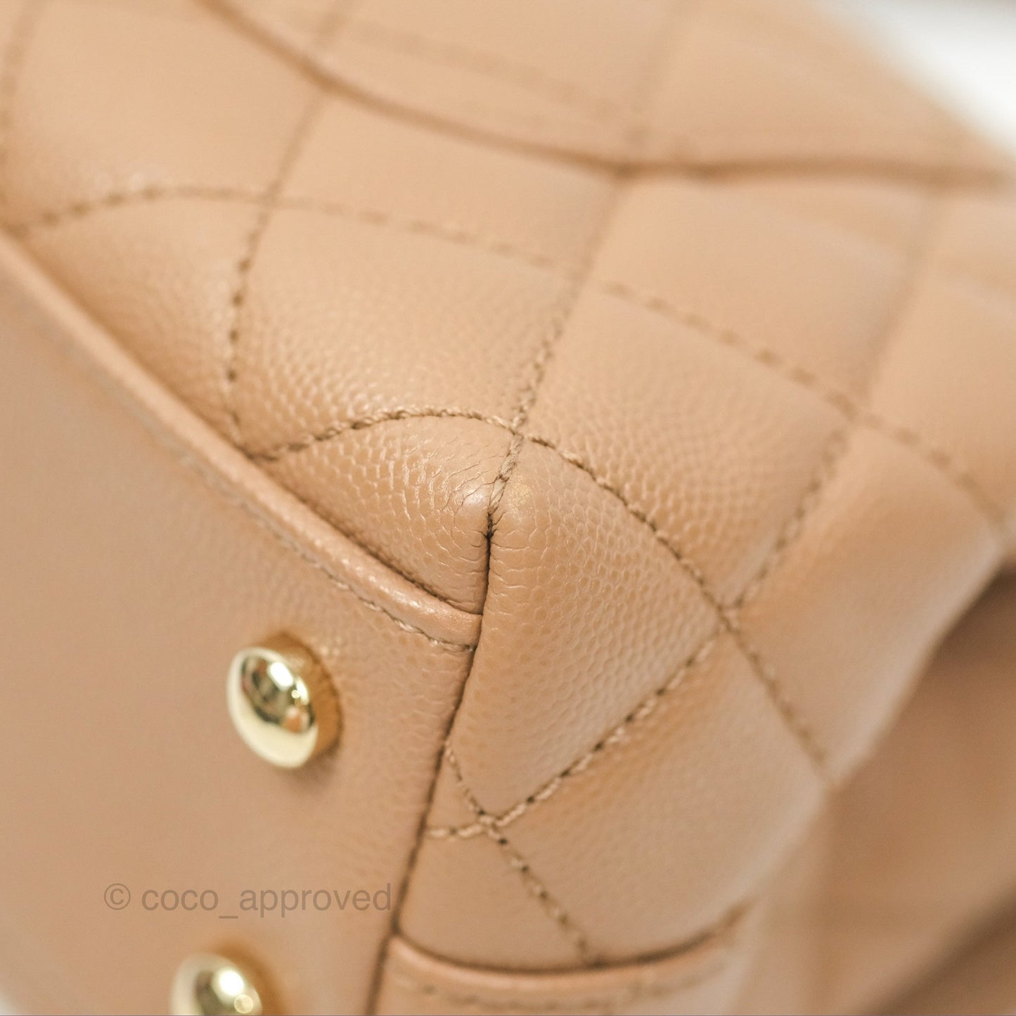 Chanel Mini Coco Handle Quilted Beige Caviar Gold Hardware