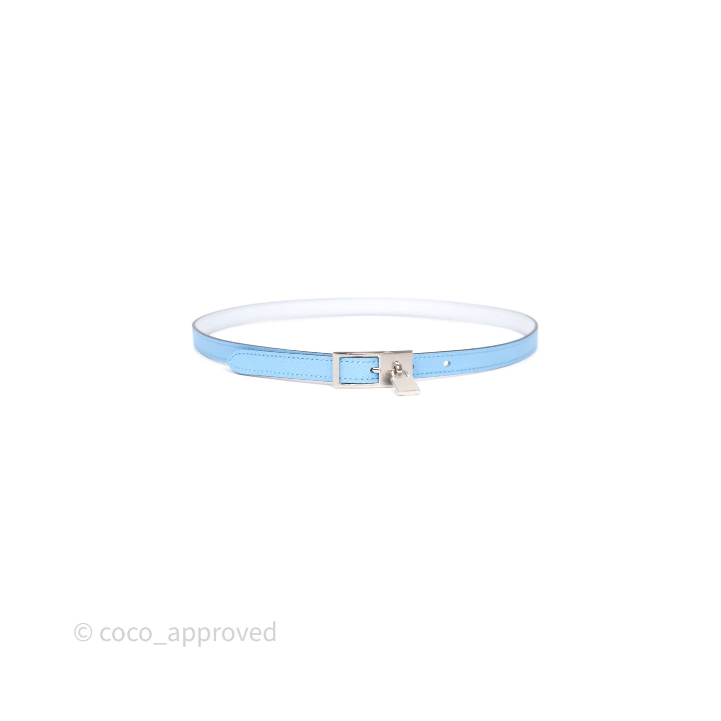 Hermès Lucky 15 Light Blue Reversible Swift/Epsom Belt Palladium Hardware