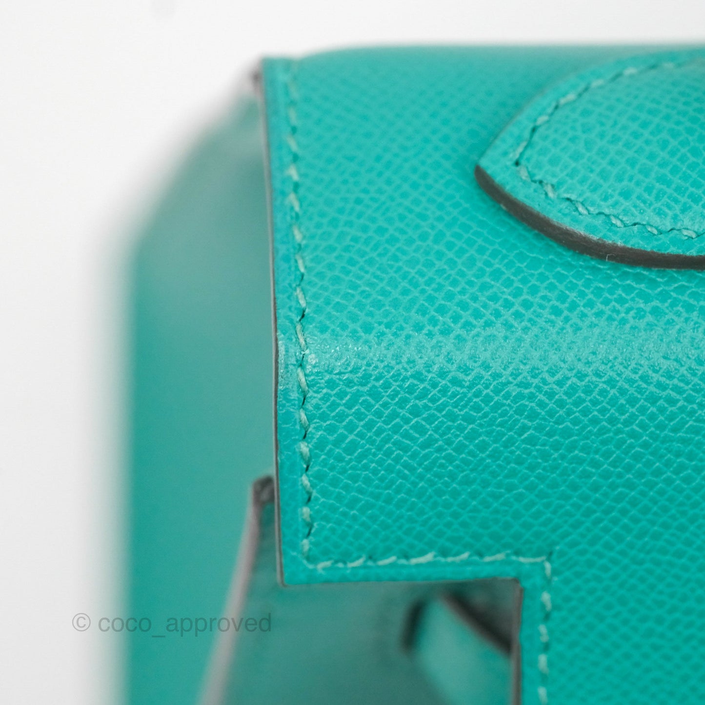 Hermès Sellier Kelly 25 Madame Leather Vert Verone U1/ Bleu De Prusse 7P Palladium Hardware