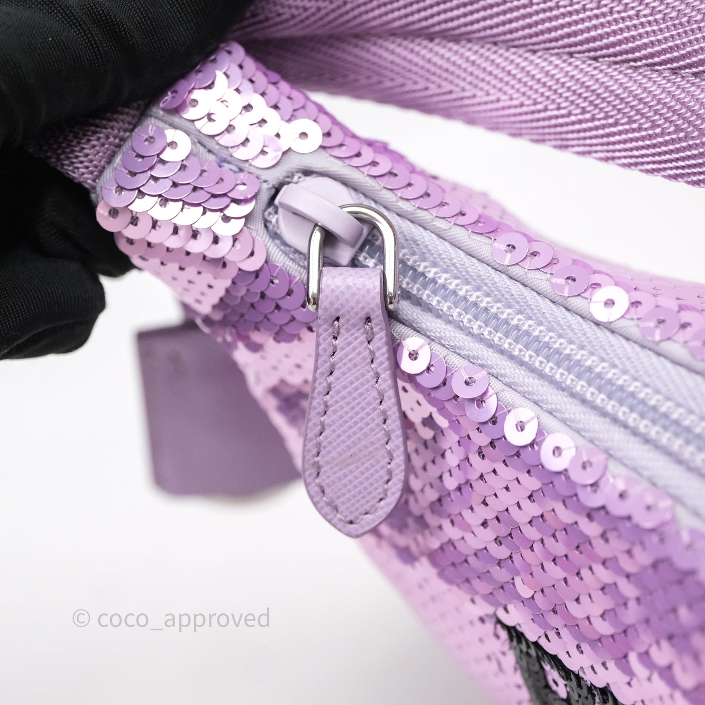 Prada Re-Edition 2000 Nylon Mini Hobo Bag Purple Sequin