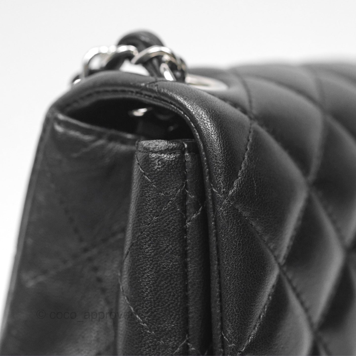 Chanel Mini Square Flap Quilted Black Lambskin Silver Hardware