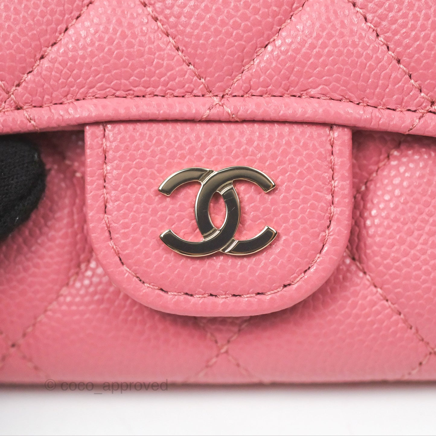Chanel Quilted Flap Card Holder Pink Caviar Gold Hardware