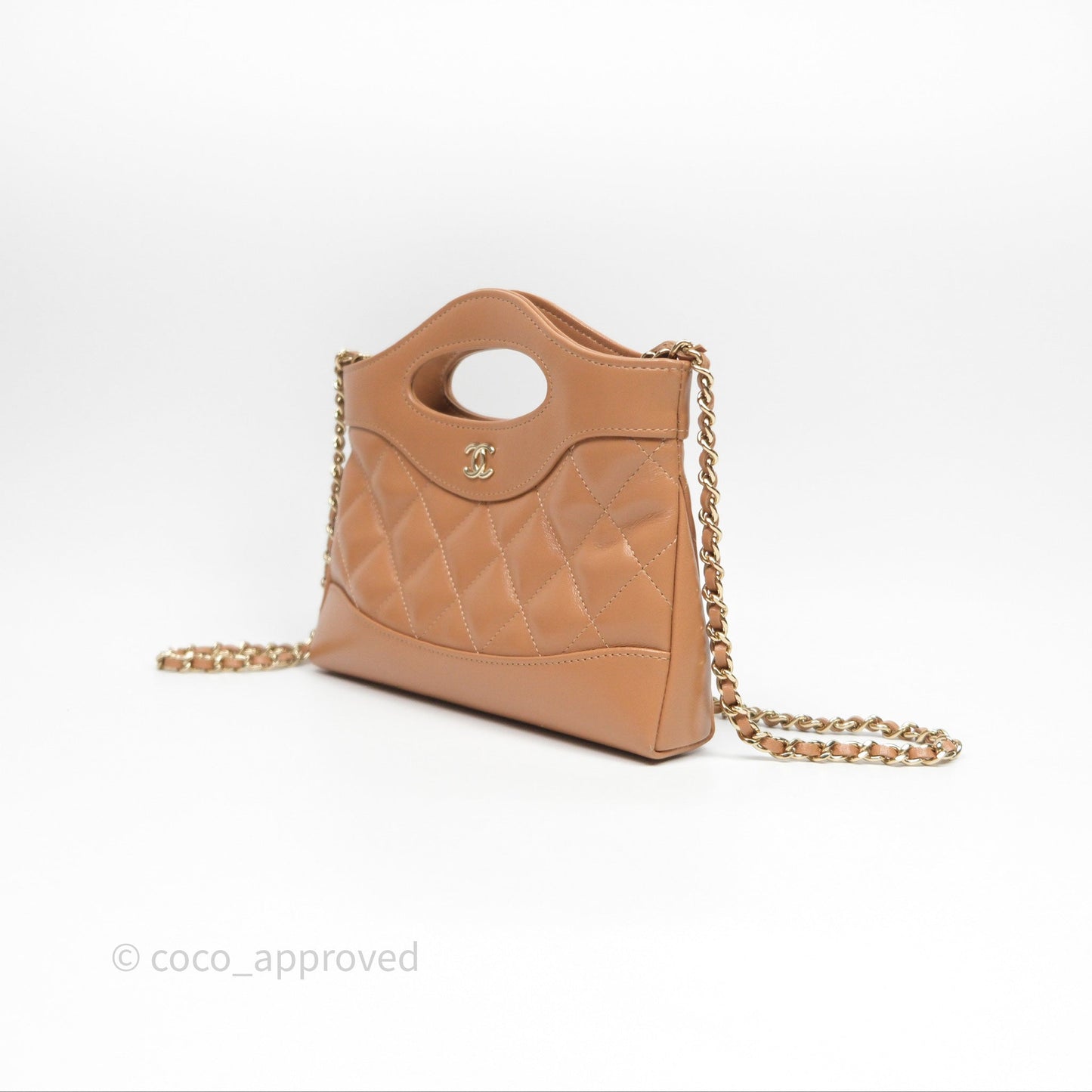 Chanel Nano 31 Dark Beige Shiny Lambskin Gold Hardware