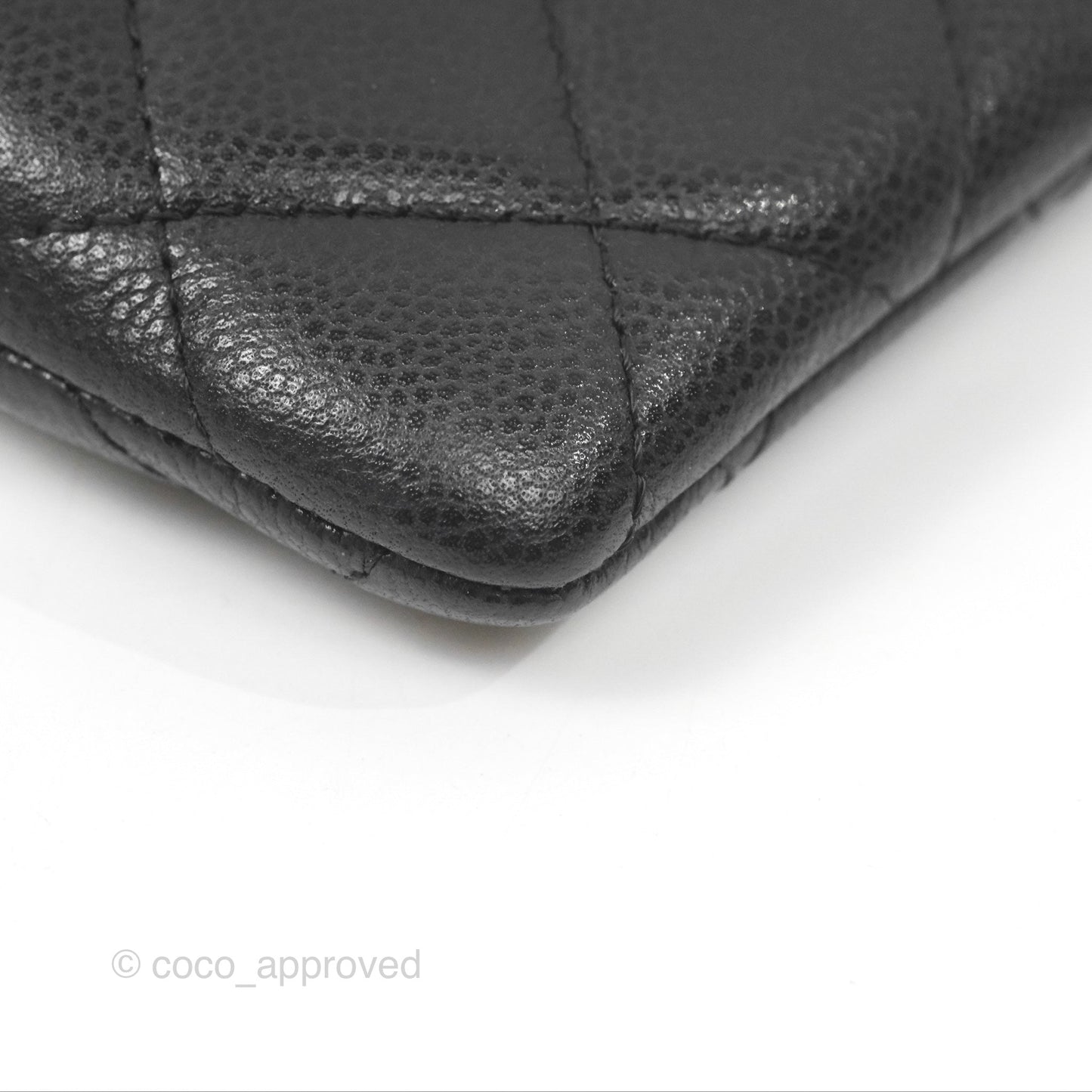 Chanel Zipped Coin Purse Card Holder Black Caviar Gold Hardware