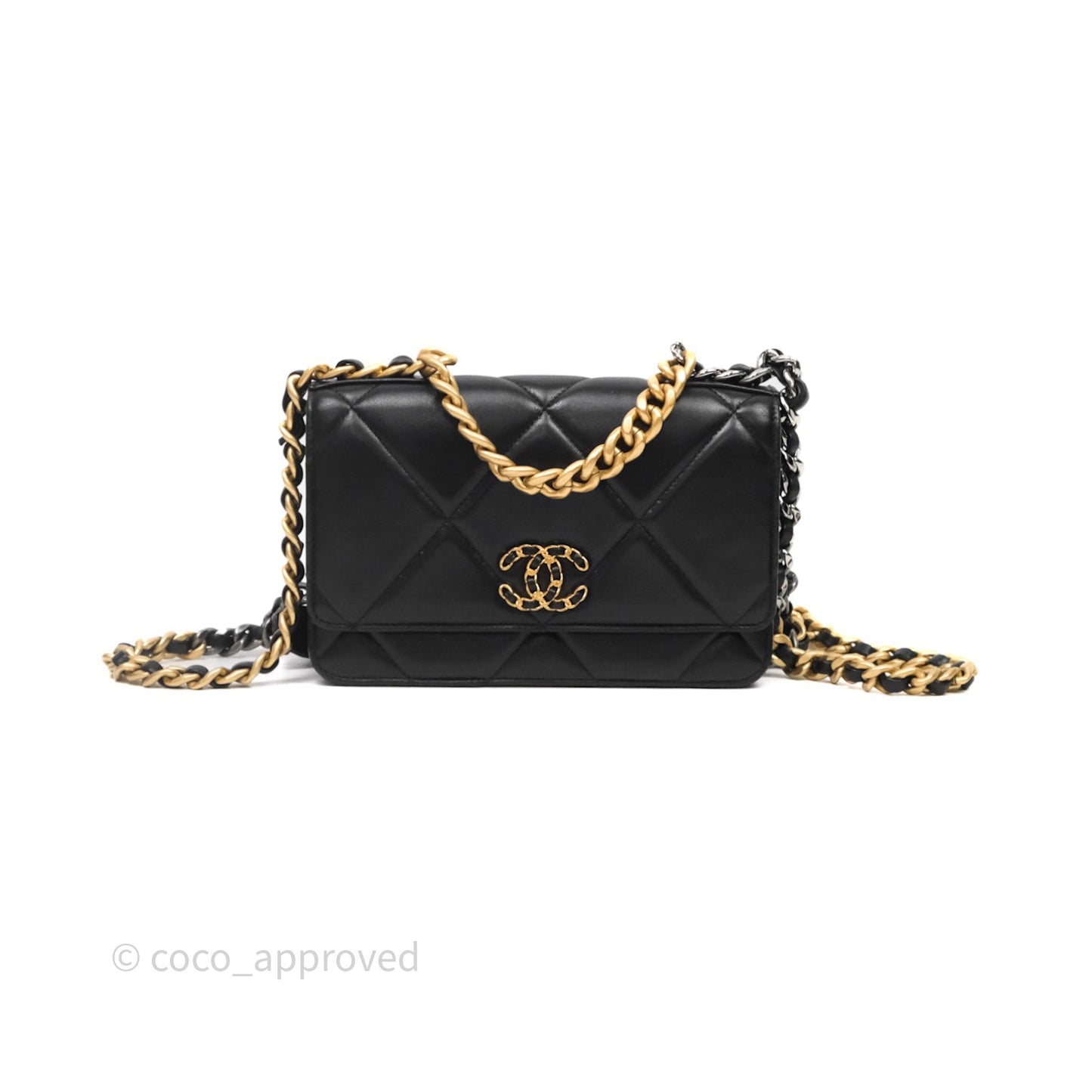 Chanel 19 Wallet on Chain WOC Black Mixed Hardware