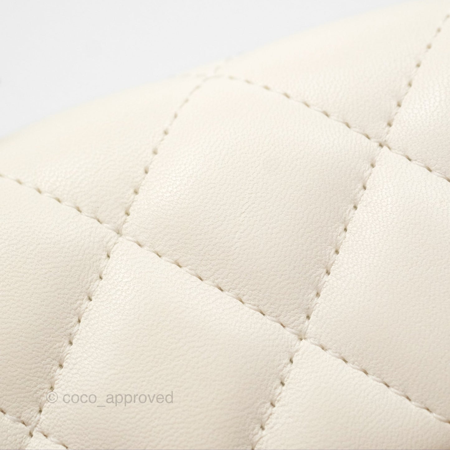 Chanel Small Logo Pearl Chain Flap Bag White Lambskin Gold Hardware