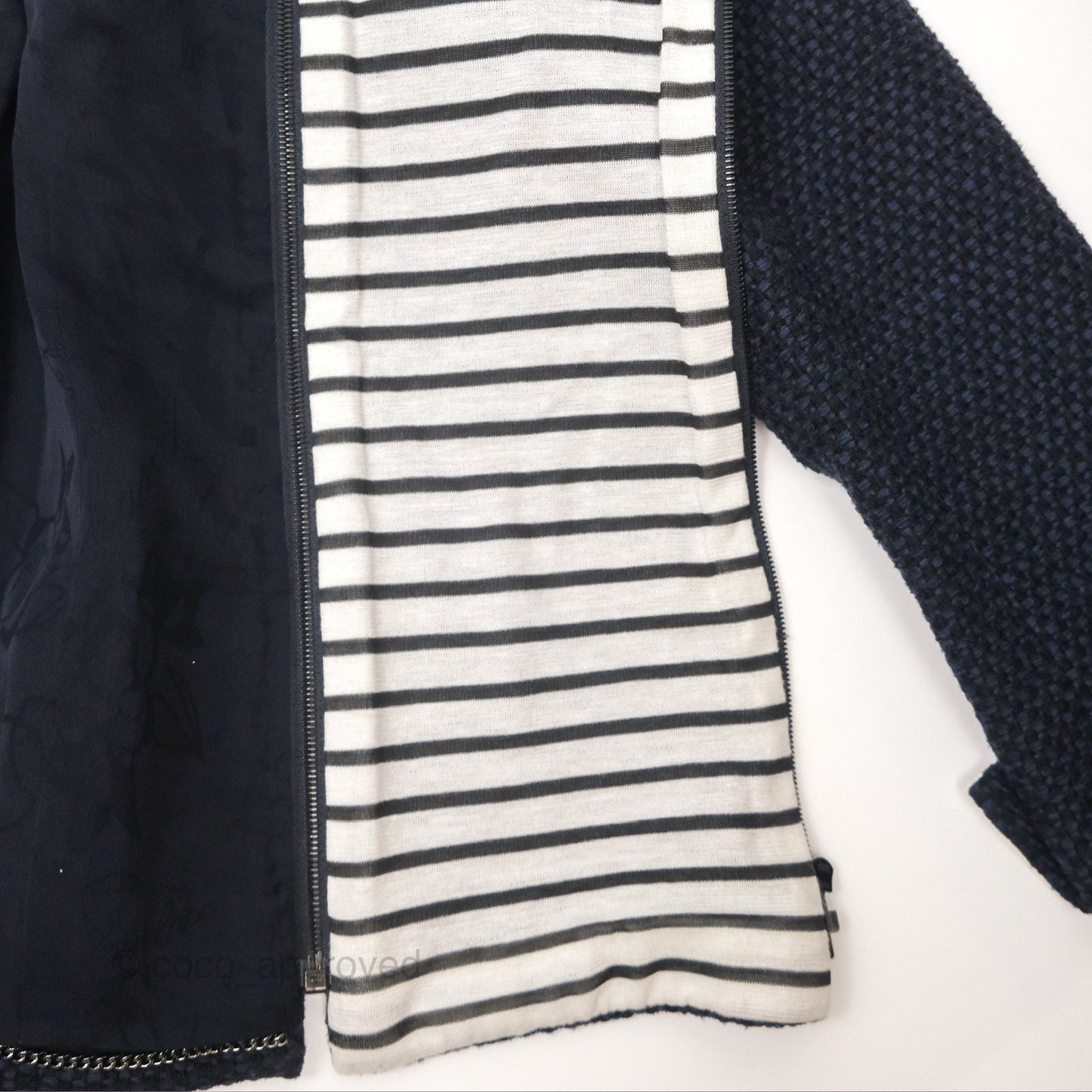 Chanel Double Zip Jacket Tweed Navy