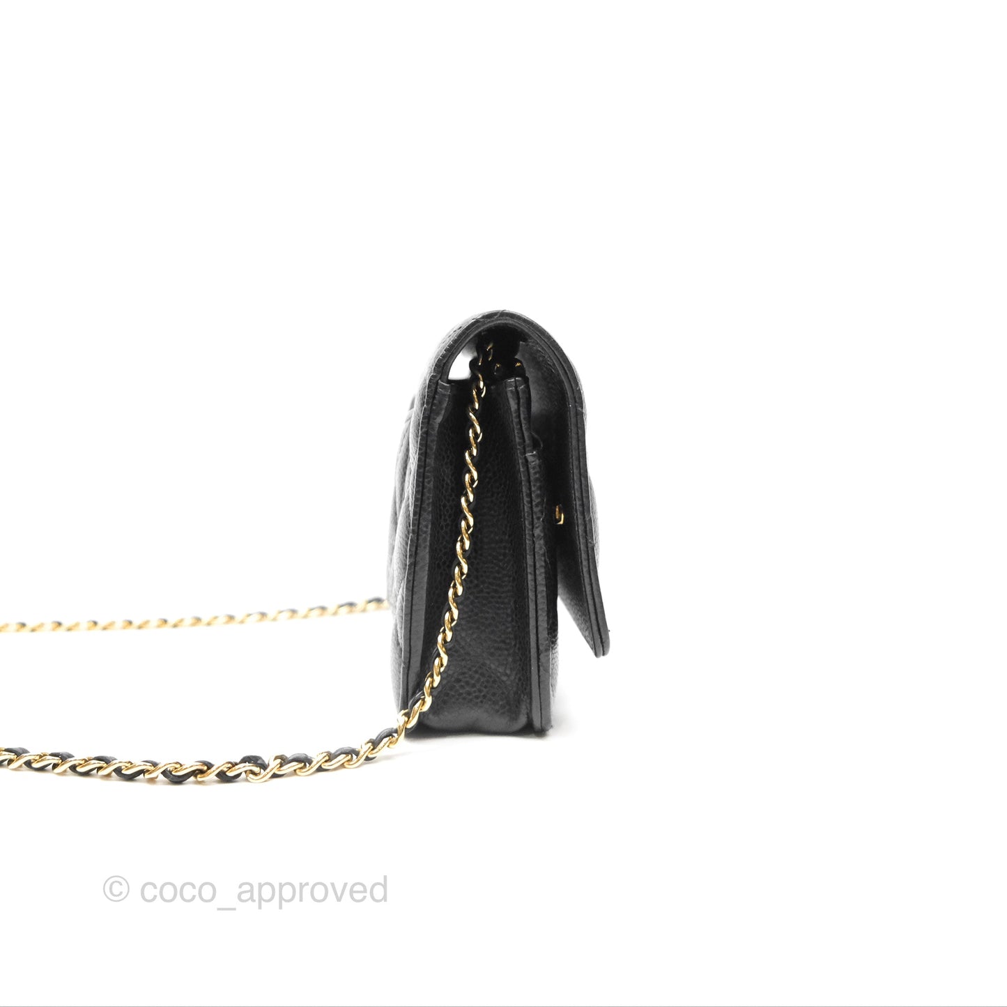 Chanel Classic Quilted Wallet On Chain WOC Black Caviar Gold Hardware