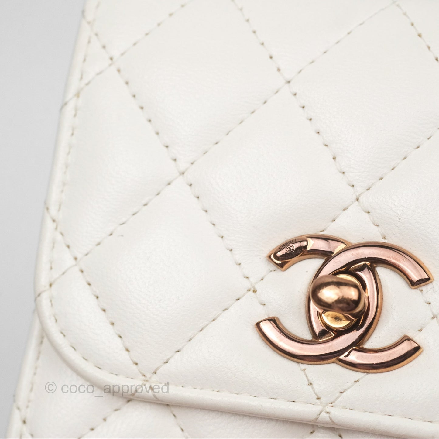 Chanel Mini Quilted Trendy CC Clutch With Chain White Lambskin Rose Gold Hardware