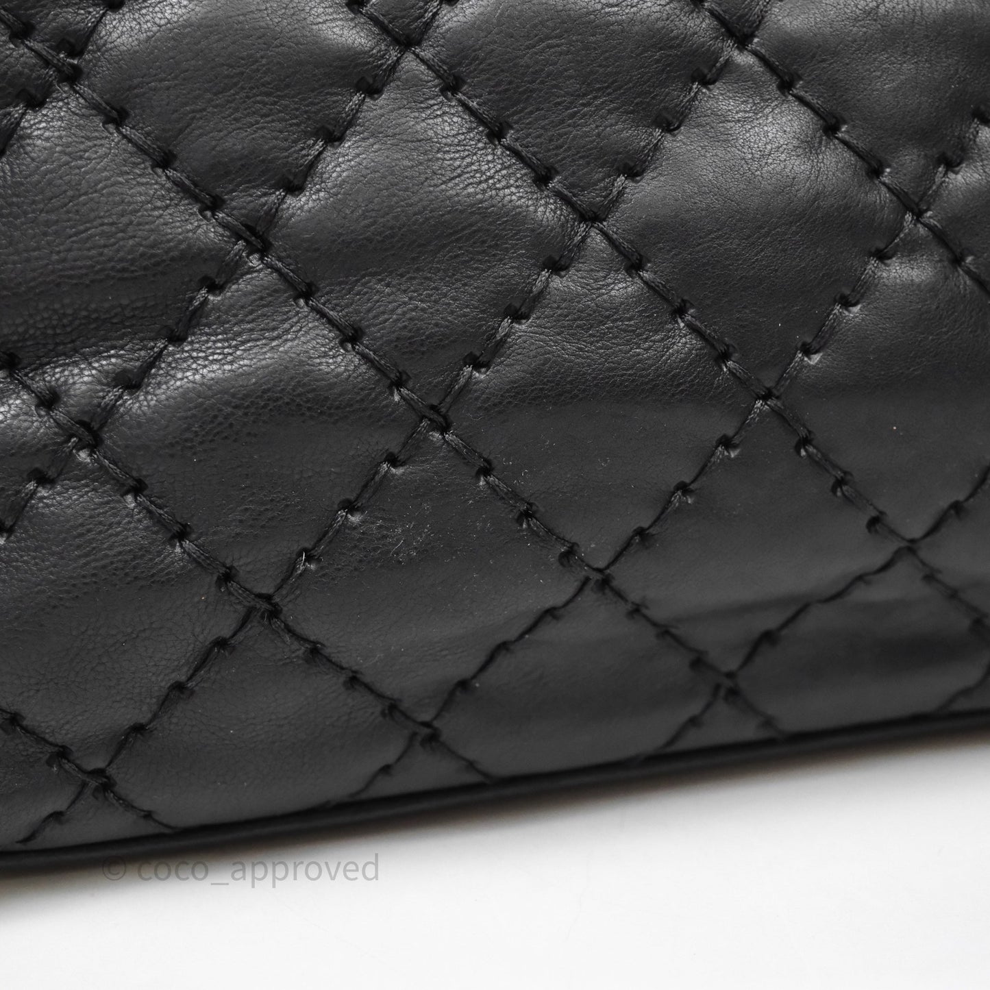 Chanel Ultimate Stitch Shopping Tote Black Calfskin Aged Silver Hardware