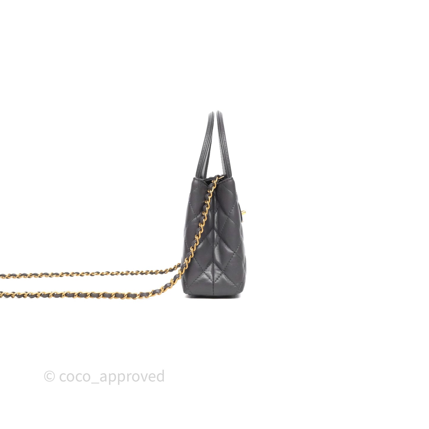 Chanel Kelly Bag Quilted Grey Shiny Crumpled Calfskin Aged Gold Hardware