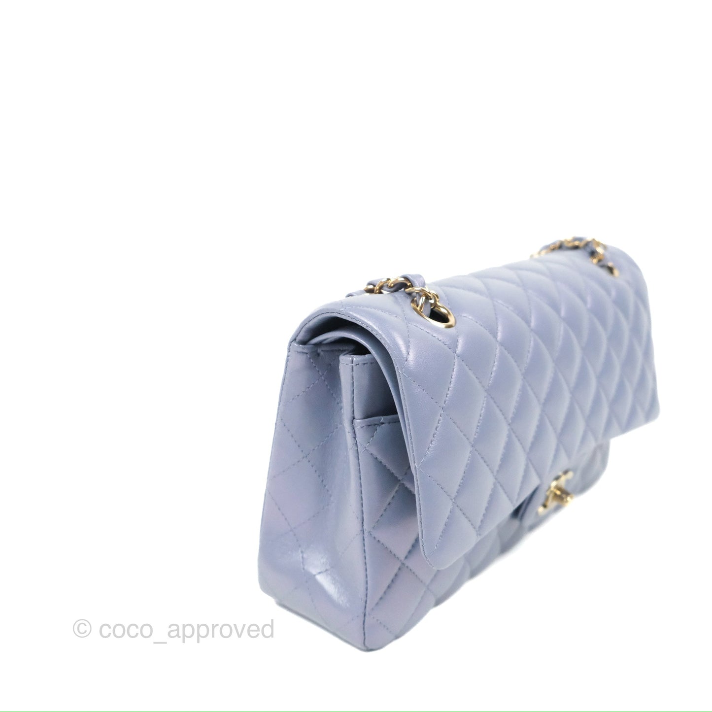 Chanel Classic M/L Medium Flap Quilted Iridescent Purple Lambskin Gold Hardware