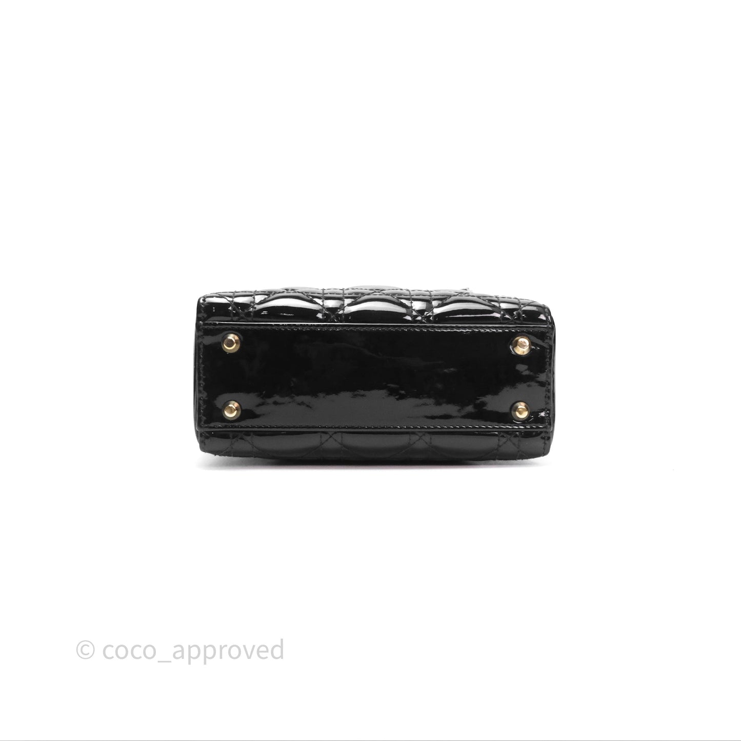 Christian Dior Mini Lady Dior Black Patent Gold Hardware