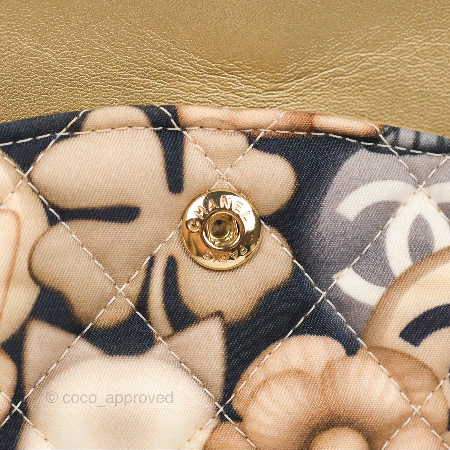 Chanel Cat Emoticon Medium Classic Double Flap Bag Metallic Gold Lambskin Gold Hardware