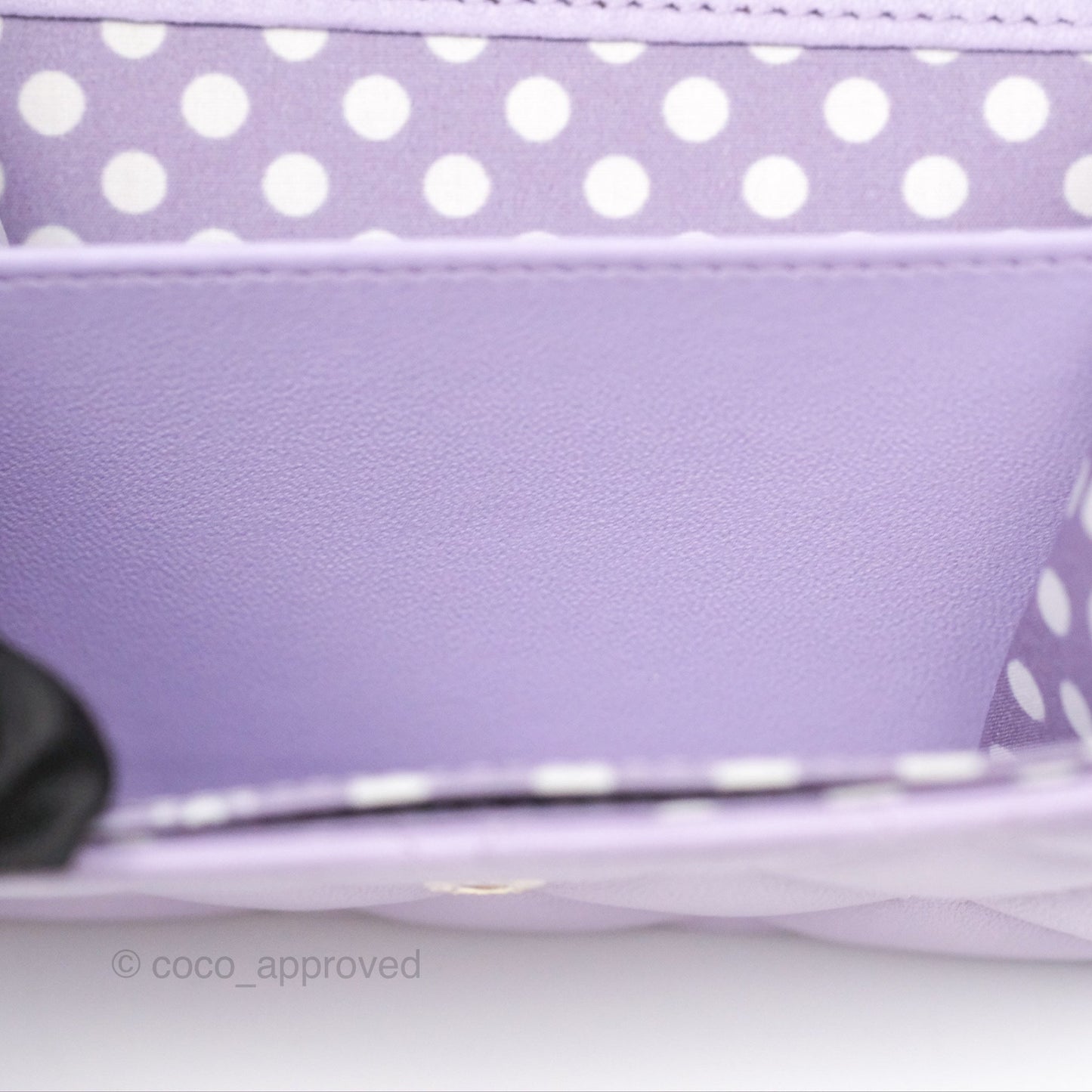 Chanel Flap Coin Purse Pearl CC Lilac Lambskin Gold Hardware