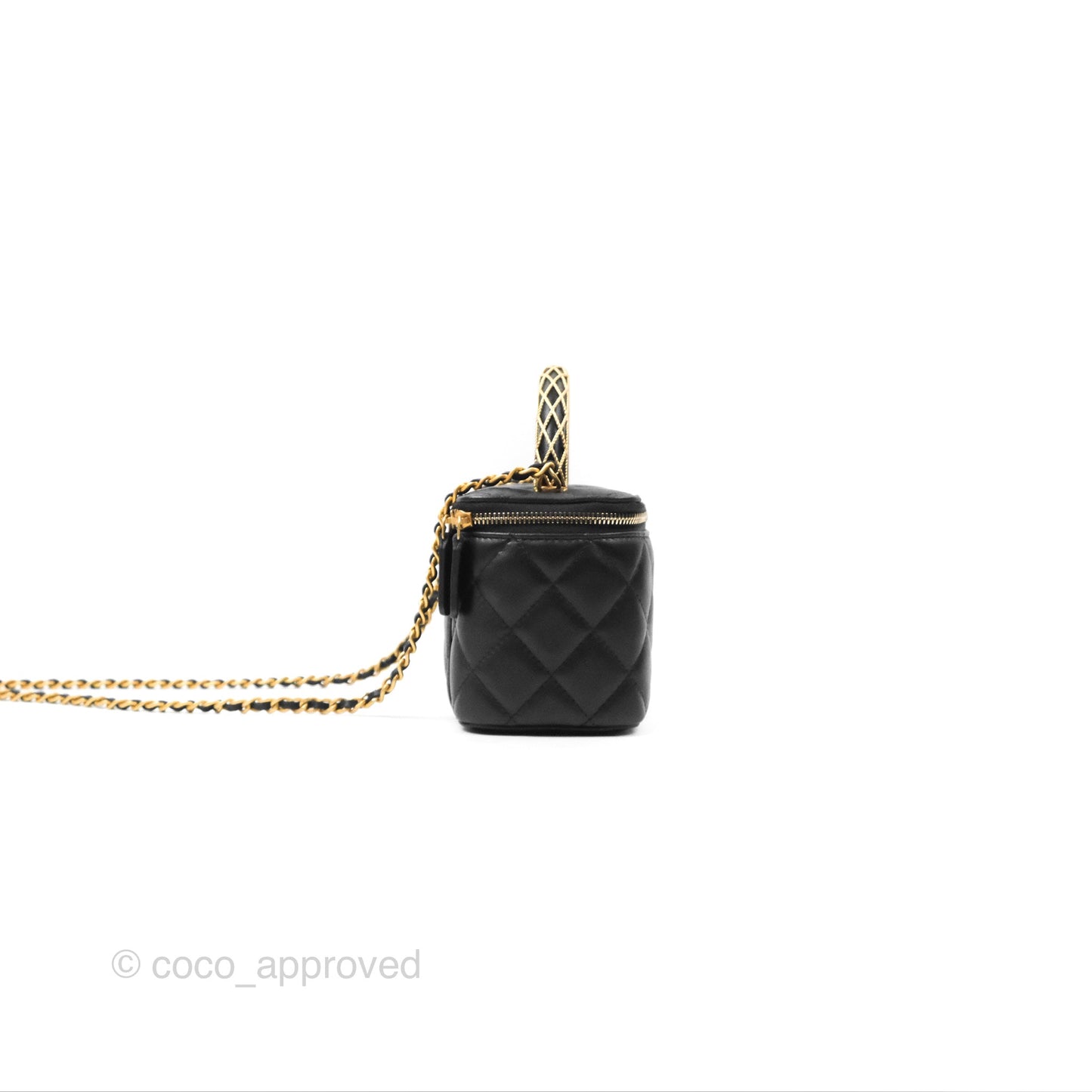 Chanel Top Handle Vanity Rectangular Black Lambskin Gold Hardware
