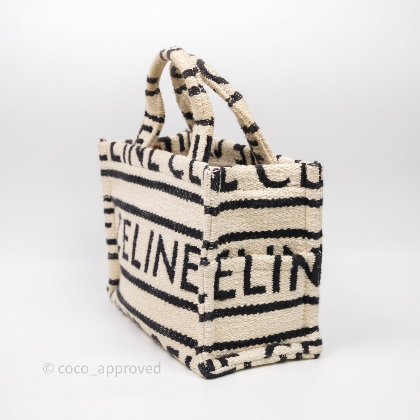 Celine Small Cabas Thais Textile with Celine All-Over White