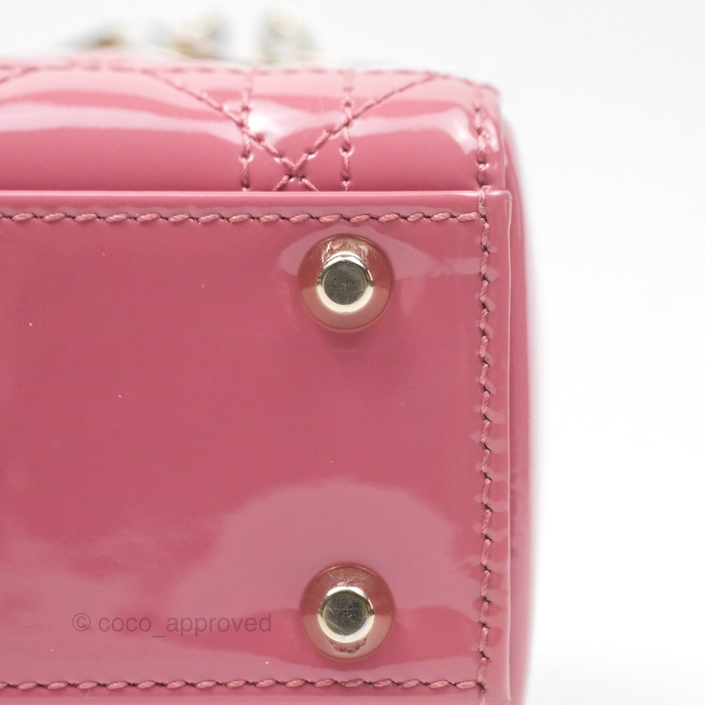 Christian Dior Mini Lady Dior Dusty Pink Patent Gold Hardware
