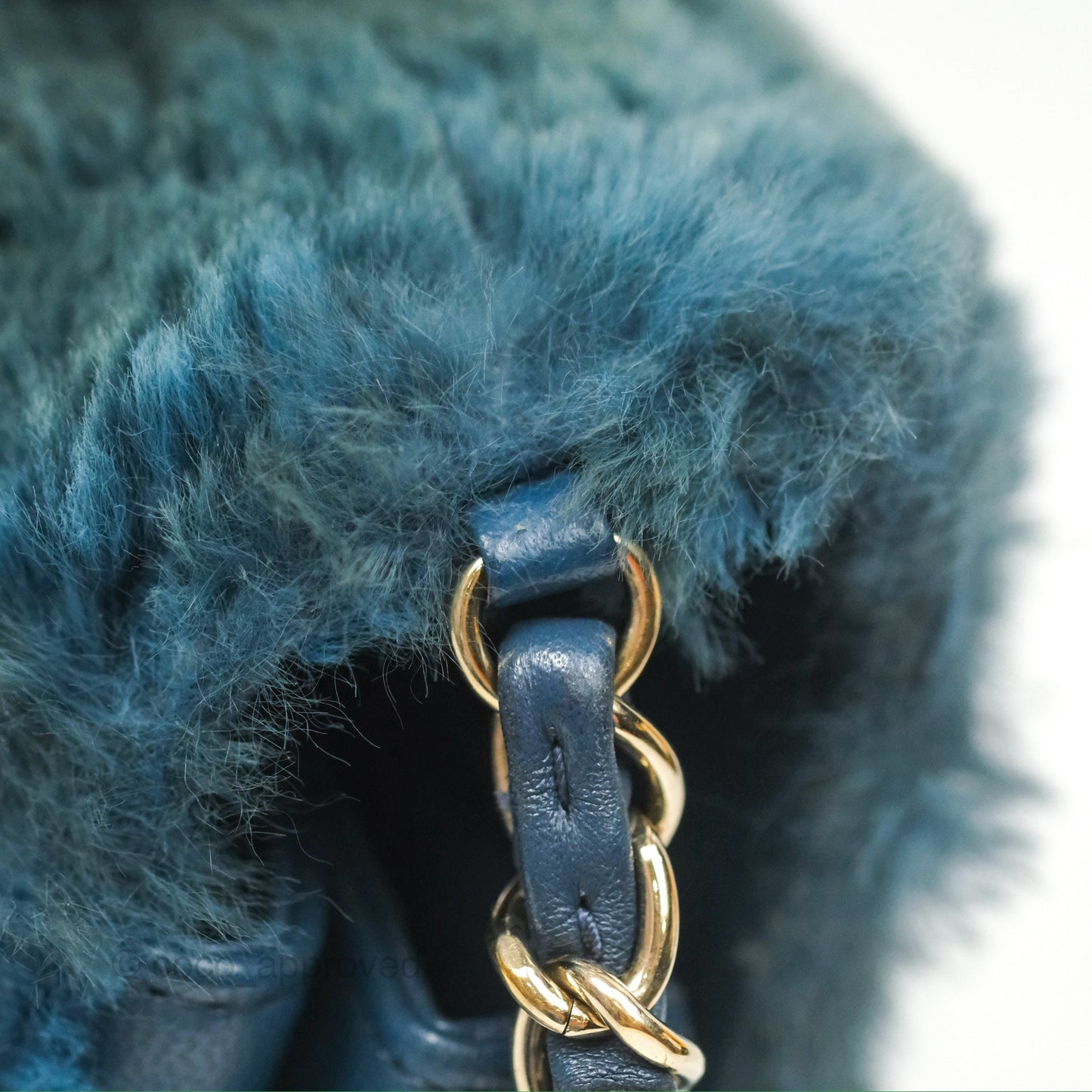 Chanel Top Handle Bag Green Blue Orylag Fur 17A
