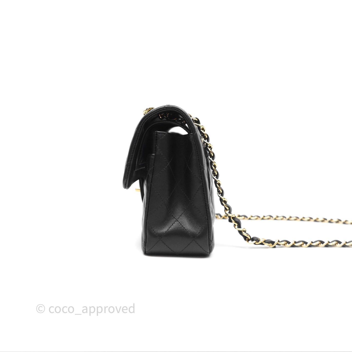 Chanel Small Classic Flap Quilted Black Lambskin Gold Hardware