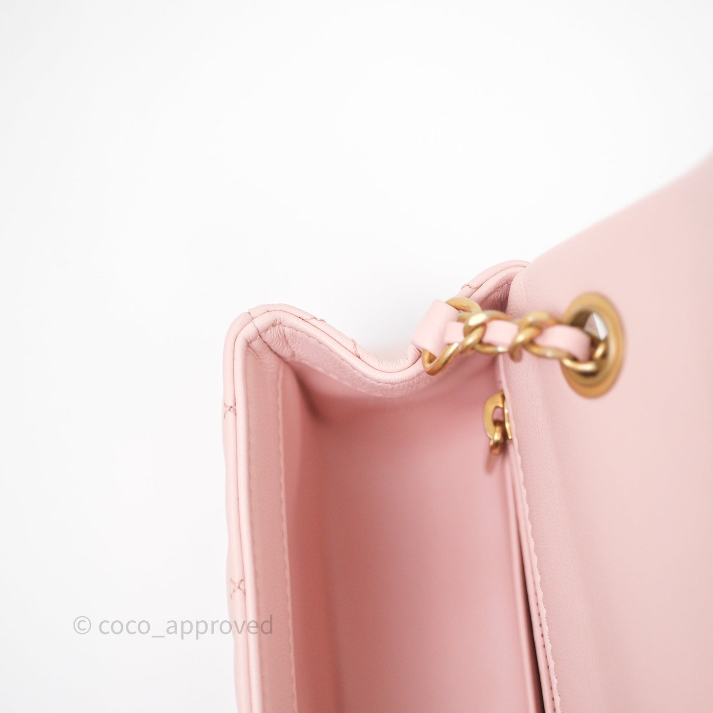 Chanel Mini Rectangular Pearl Crush Baby Pink Lambskin Aged Gold Hardware