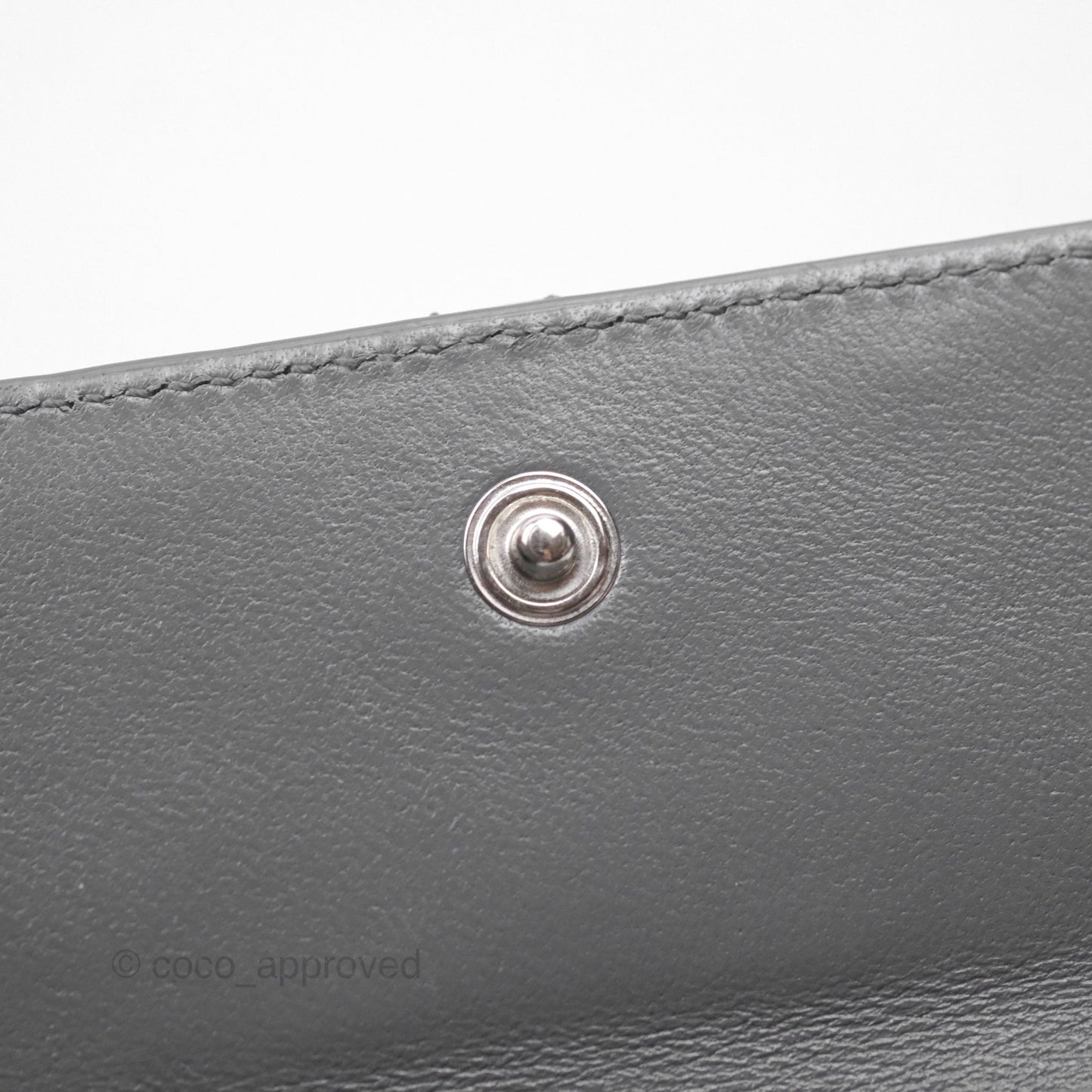 Chanel 19 Grey Short Trifold Wallet Lambskin Silver Hardware