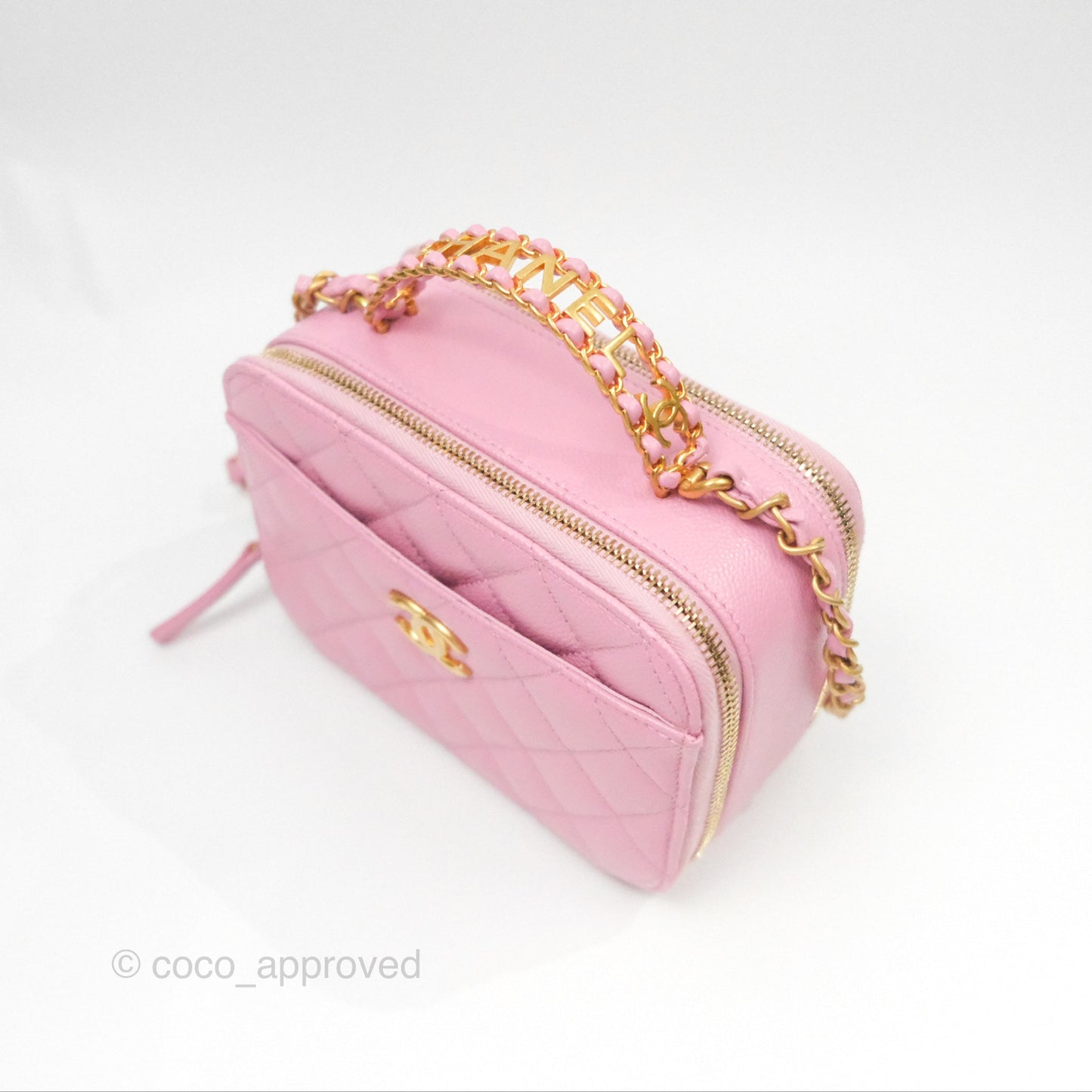 Chanel Caviar Quilted Pick Me Up Small Vanity Case Light Pink