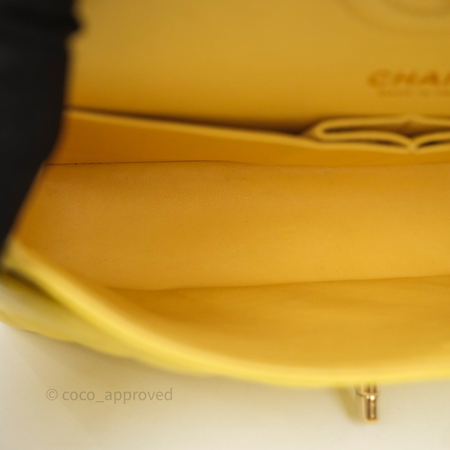 Chanel Small Classic Flap Quilted Yellow Caviar Gold Hardware