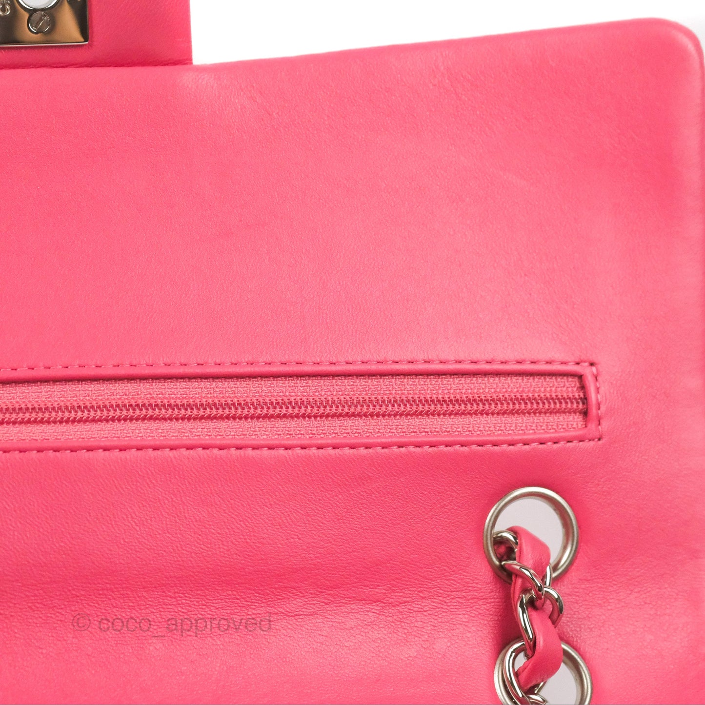 Chanel Classic M/L Medium Flap Quilted Pink Lambskin Silver Hardware