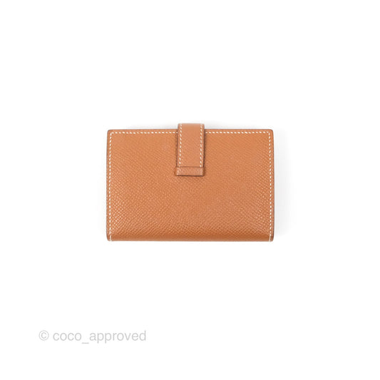 Hermes Bearn Mini Wallet Gold Epsom Palladium Hardware